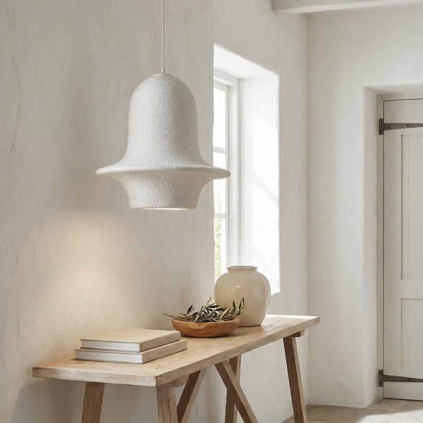 Suspension 1 lumière ZEUS Ø35 cm résine couleur blanche, design moderne sphérique, idéale pour cuisines et salles à mang